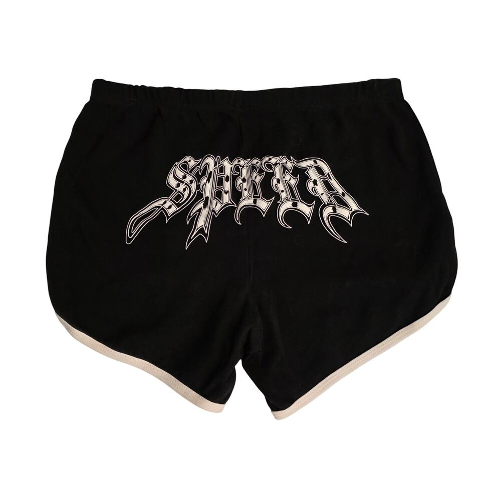 SPEED Australian Hardcore Punk Band Booty Shorts Black White Trim XL